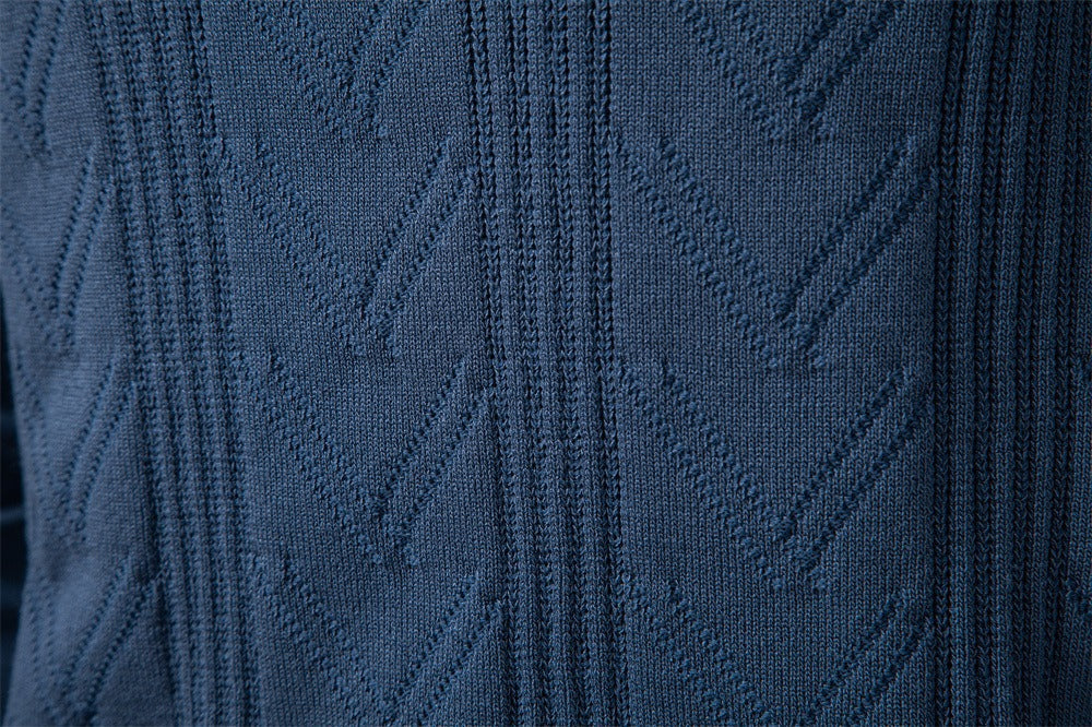 Men’s Jacquard Open Collar Knit Sweater