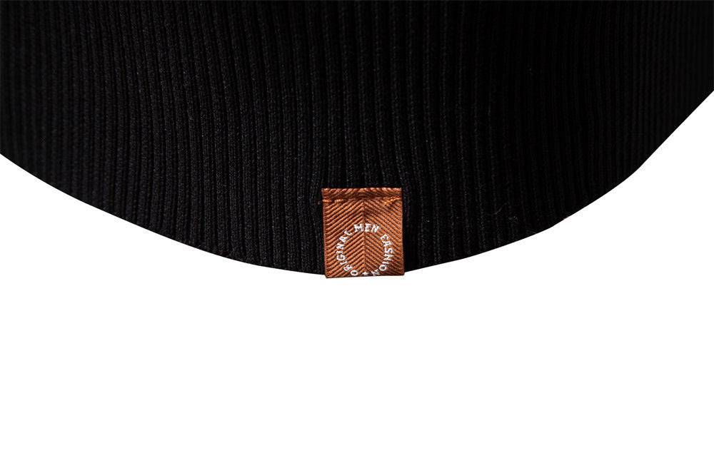 Men’s Striped Long Sleeve Knit Polo Sweater