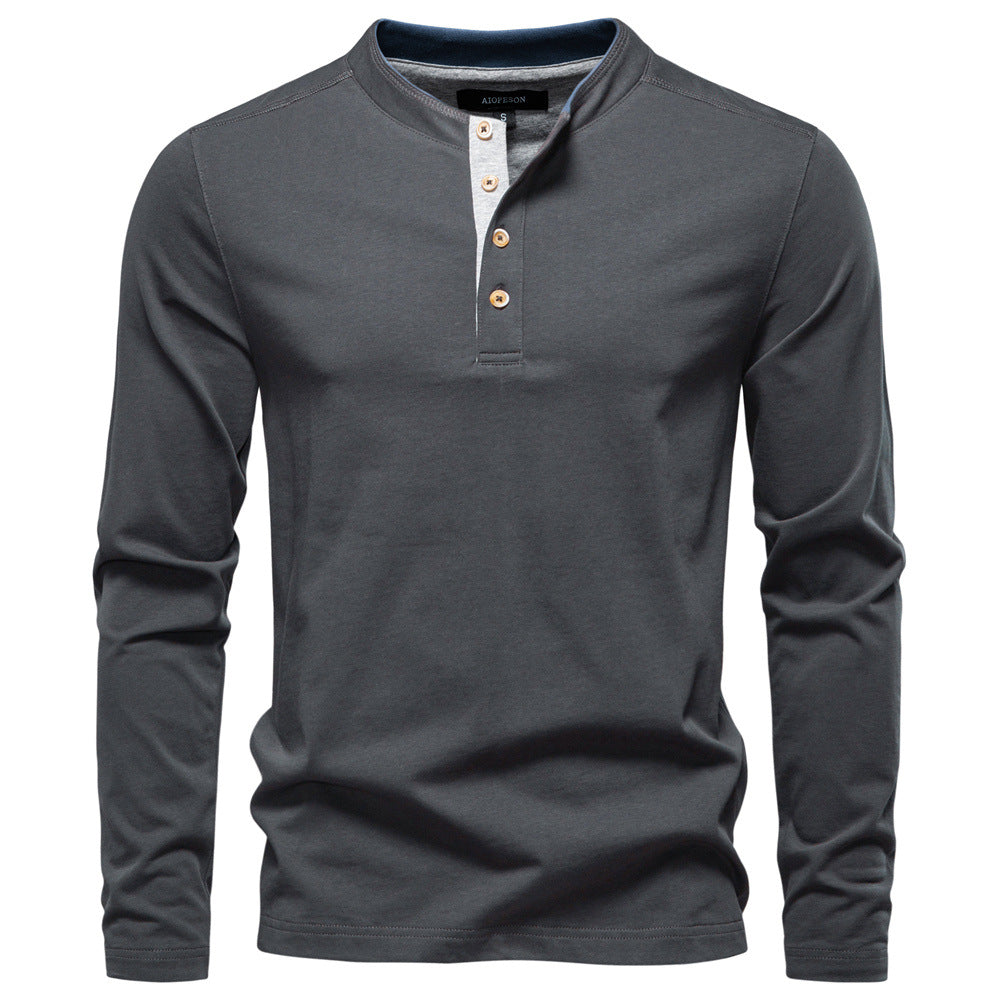 Men’s Long Sleeve Cotton Henley Shirt