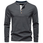 Men’s Long Sleeve Cotton Henley Shirt