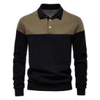 Men’s Colorblock Long Sleeve Polo Sweatshirt