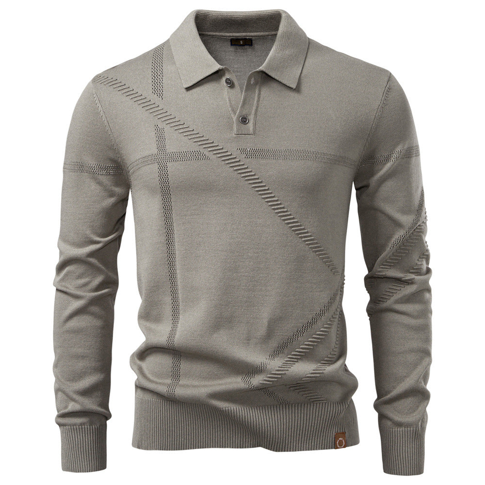 Men’s Jacquard Knit Long Sleeve Polo Shirt