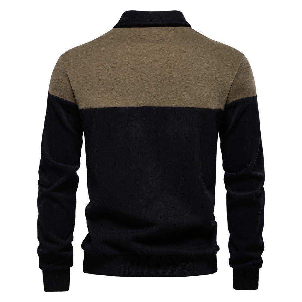 Men’s Colorblock Long Sleeve Polo Sweatshirt