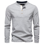 Men’s Long Sleeve Cotton Henley Shirt