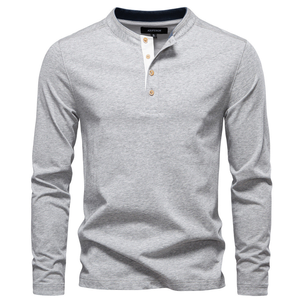 Men’s Long Sleeve Cotton Henley Shirt