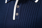 Men’s Contrast Trim Textured Knit Polo Sweater