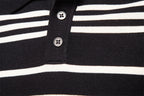 Men’s Striped Long Sleeve Knit Polo Sweater