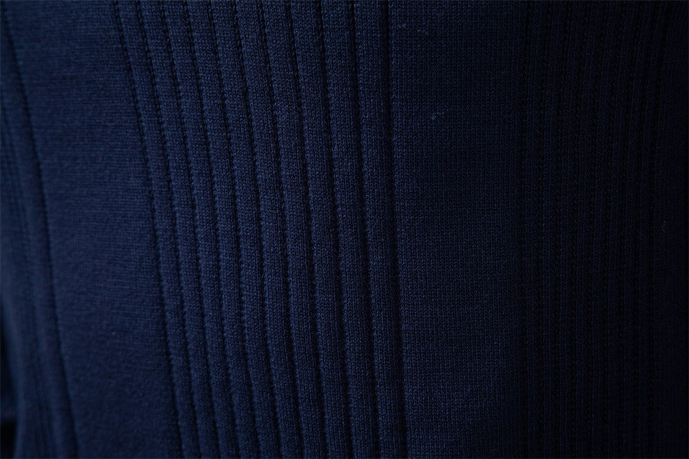 Men’s Contrast Trim Textured Knit Polo Sweater