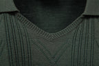 Men’s Jacquard Open Collar Knit Sweater