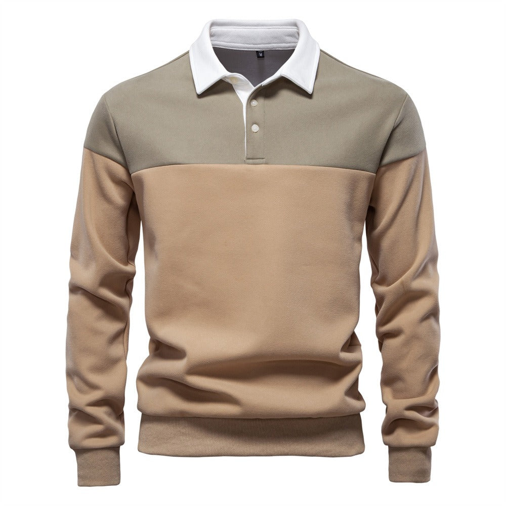 Men’s Colorblock Long Sleeve Polo Sweatshirt