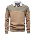 Men’s Colorblock Long Sleeve Polo Sweatshirt