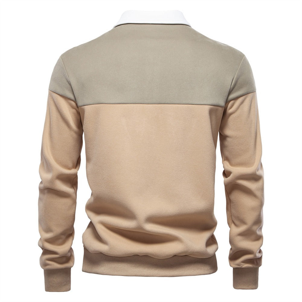 Men’s Colorblock Long Sleeve Polo Sweatshirt