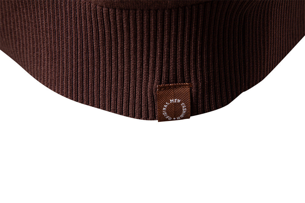 Men’s Striped Long Sleeve Knit Polo Sweater