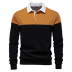 Men’s Colorblock Long Sleeve Polo Sweatshirt