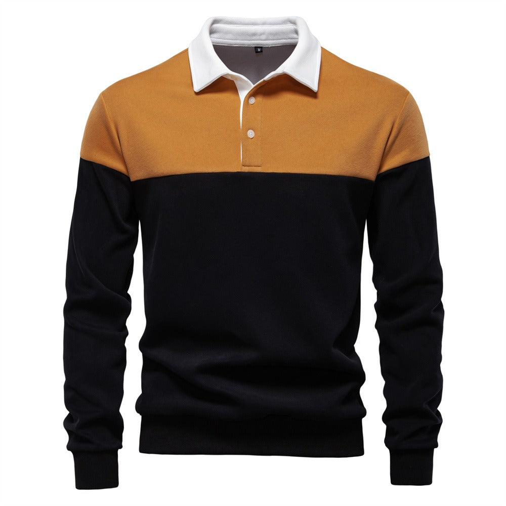 Men’s Colorblock Long Sleeve Polo Sweatshirt