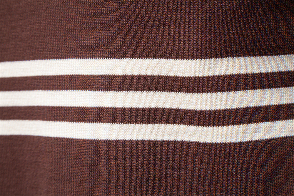 Men’s Striped Long Sleeve Knit Polo Sweater