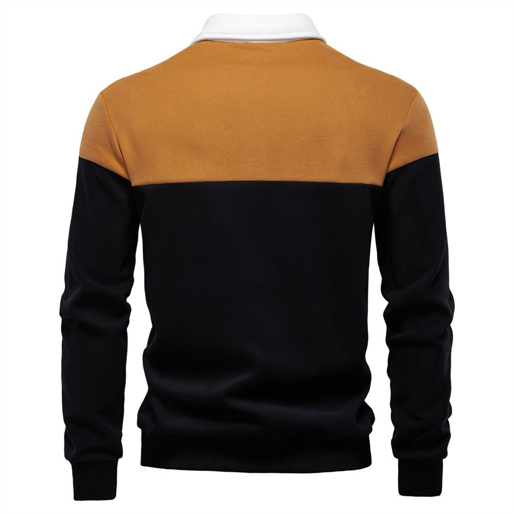 Men’s Colorblock Long Sleeve Polo Sweatshirt
