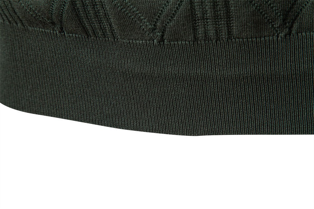 Men’s Jacquard Open Collar Knit Sweater
