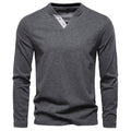 Men’s Contrast V-Neck Long Sleeve T-Shirt