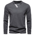 Men’s Contrast V-Neck Long Sleeve T-Shirt