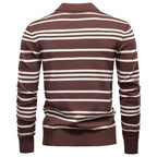 Men’s Striped Long Sleeve Knit Polo Sweater