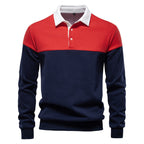 Men’s Colorblock Long Sleeve Polo Sweatshirt