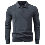 Men’s Jacquard Knit Long Sleeve Polo Shirt