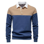 Men’s Colorblock Long Sleeve Polo Sweatshirt