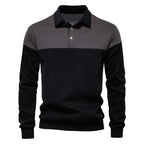 Men’s Colorblock Long Sleeve Polo Sweatshirt