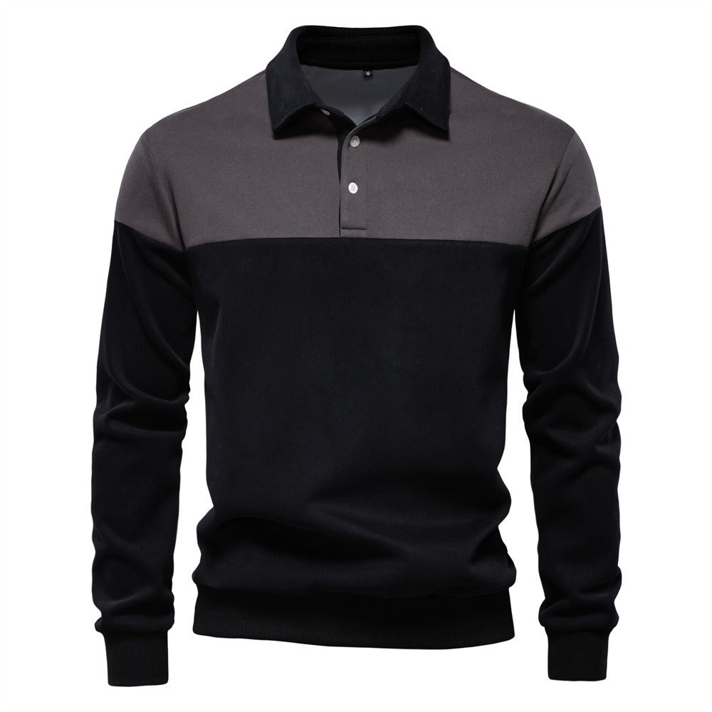 Men’s Colorblock Long Sleeve Polo Sweatshirt