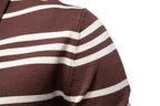 Men’s Striped Long Sleeve Knit Polo Sweater
