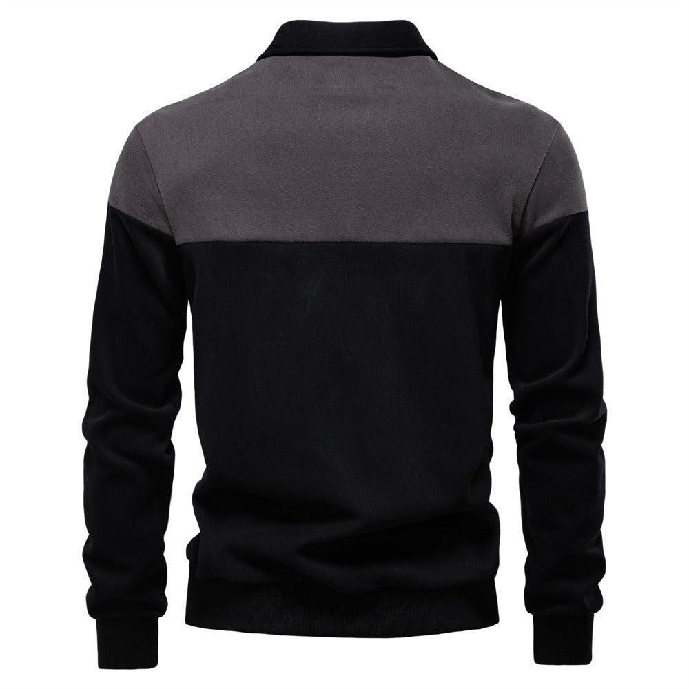 Men’s Colorblock Long Sleeve Polo Sweatshirt