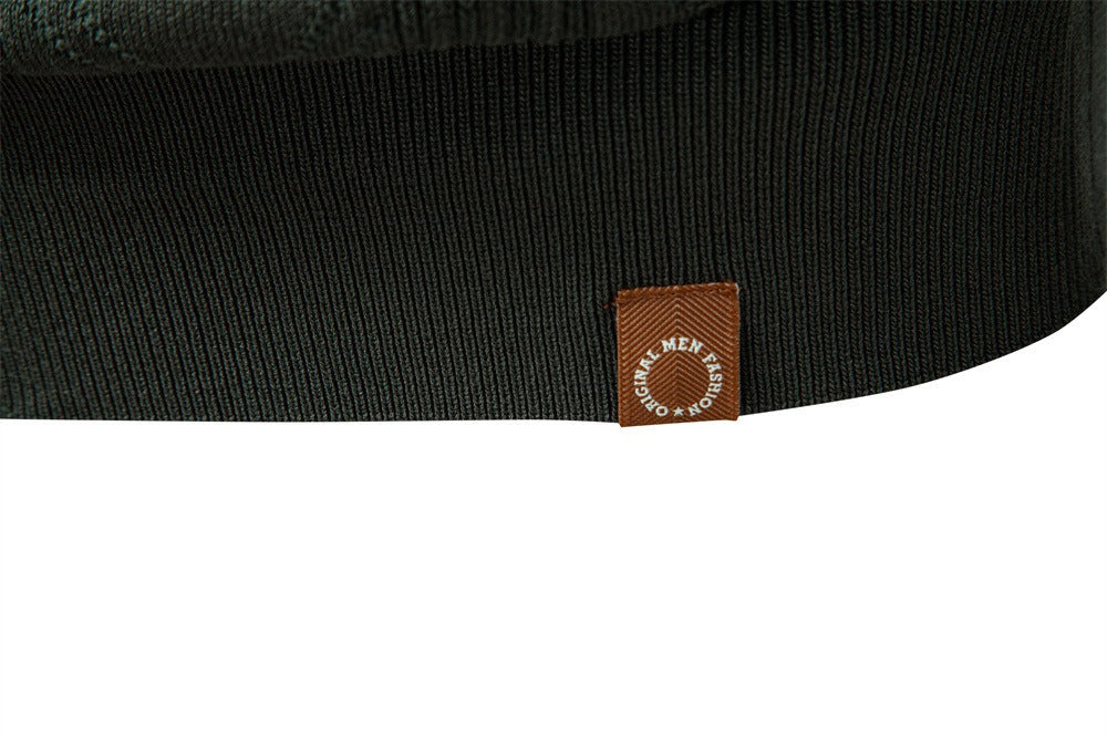 Men’s Jacquard Open Collar Knit Sweater