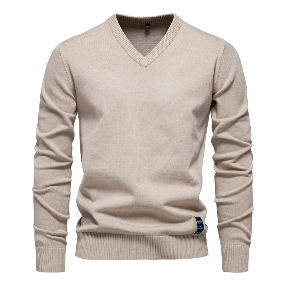 Men’s Cotton V-Neck Knit Sweater