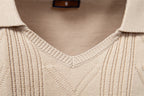 Men’s Jacquard Open Collar Knit Sweater