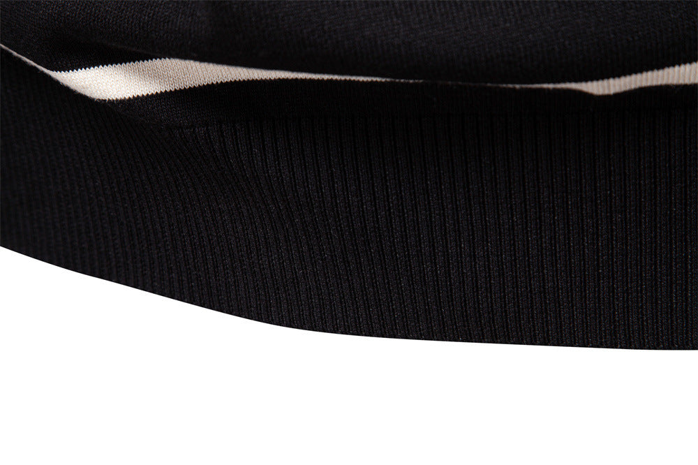 Men’s Striped Long Sleeve Knit Polo Sweater