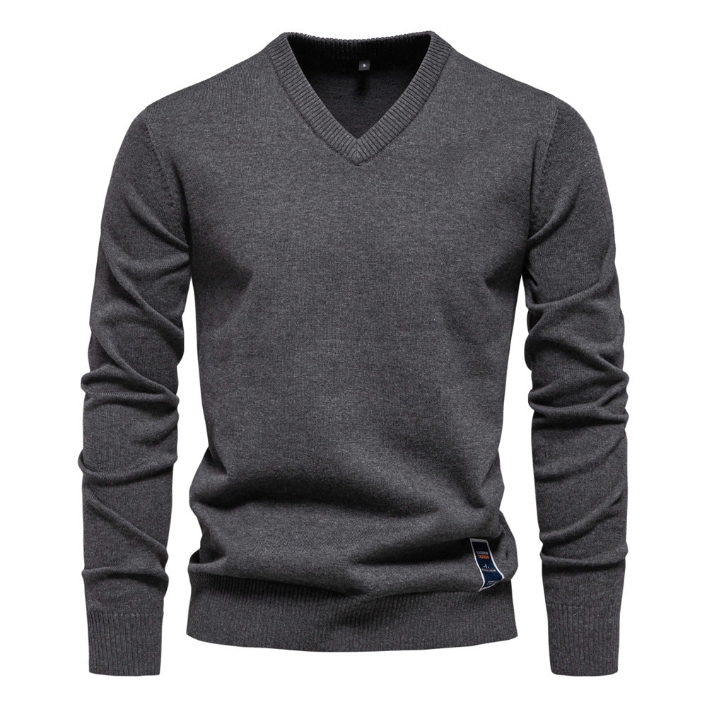 Men’s Cotton V-Neck Knit Sweater