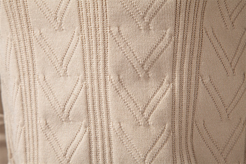 Men’s Jacquard Open Collar Knit Sweater