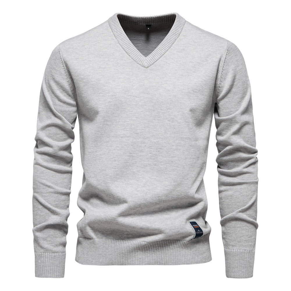 Men’s Cotton V-Neck Knit Sweater