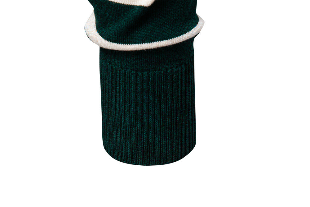 Men’s Striped Long Sleeve Knit Polo Sweater