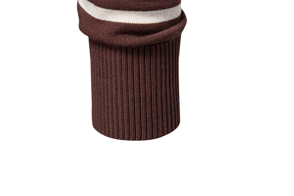 Men’s Striped Long Sleeve Knit Polo Sweater
