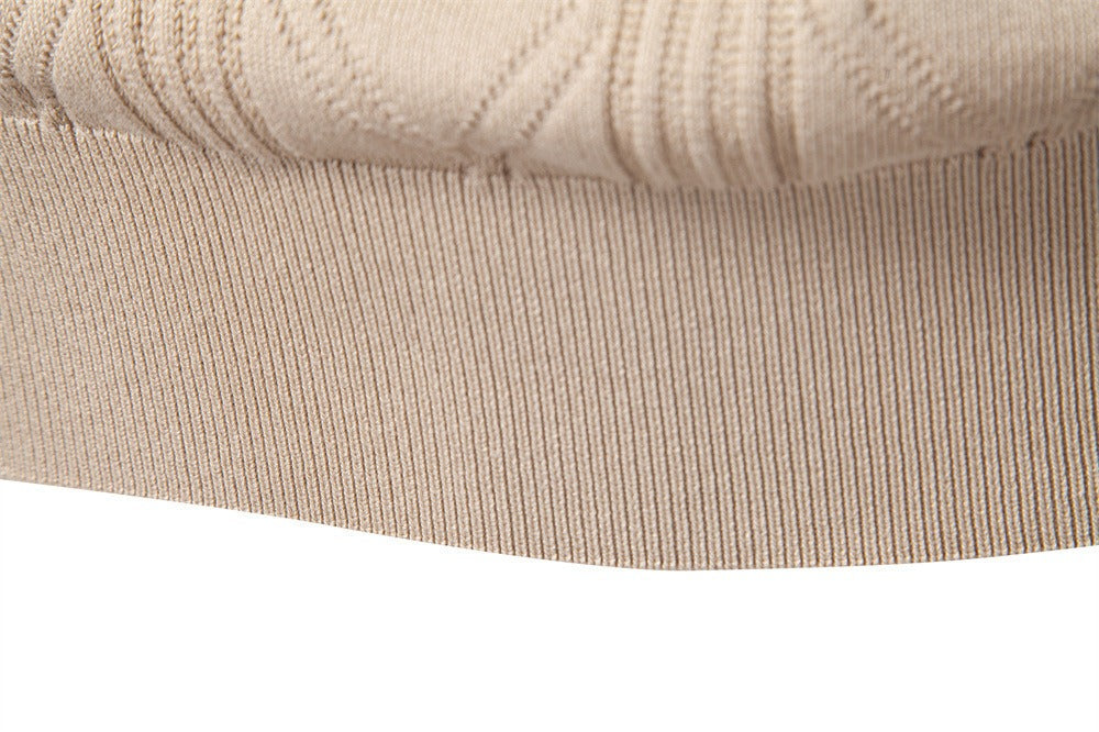 Men’s Jacquard Open Collar Knit Sweater