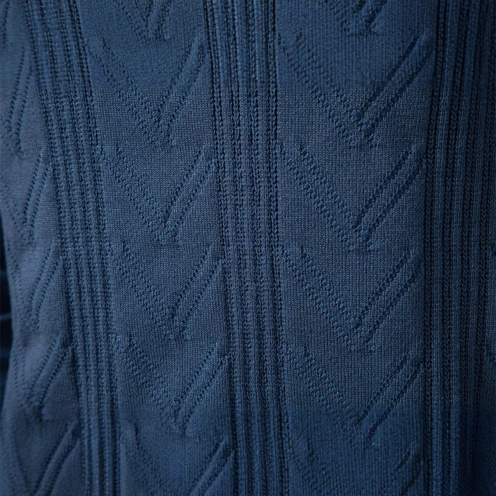 Men’s Jacquard Open Collar Knit Sweater