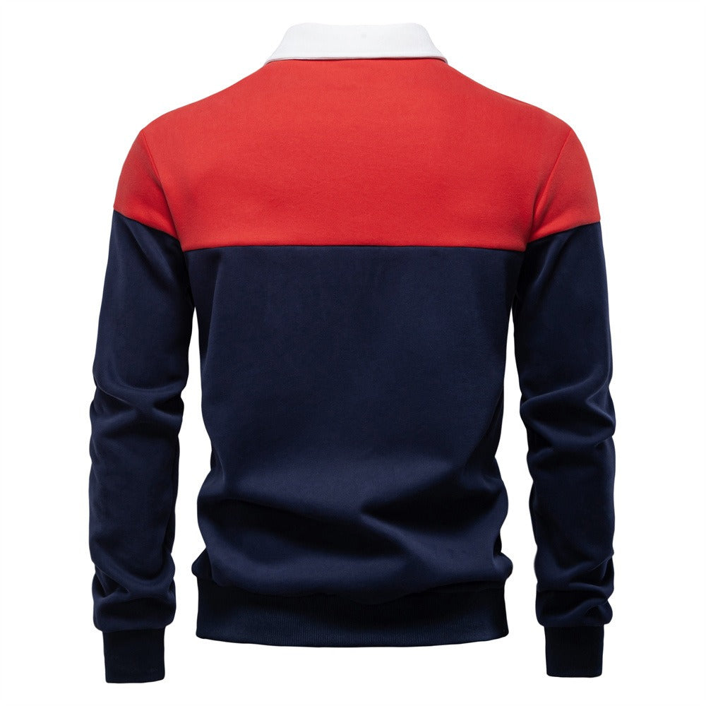 Men’s Colorblock Long Sleeve Polo Sweatshirt