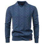Men’s Jacquard Open Collar Knit Sweater