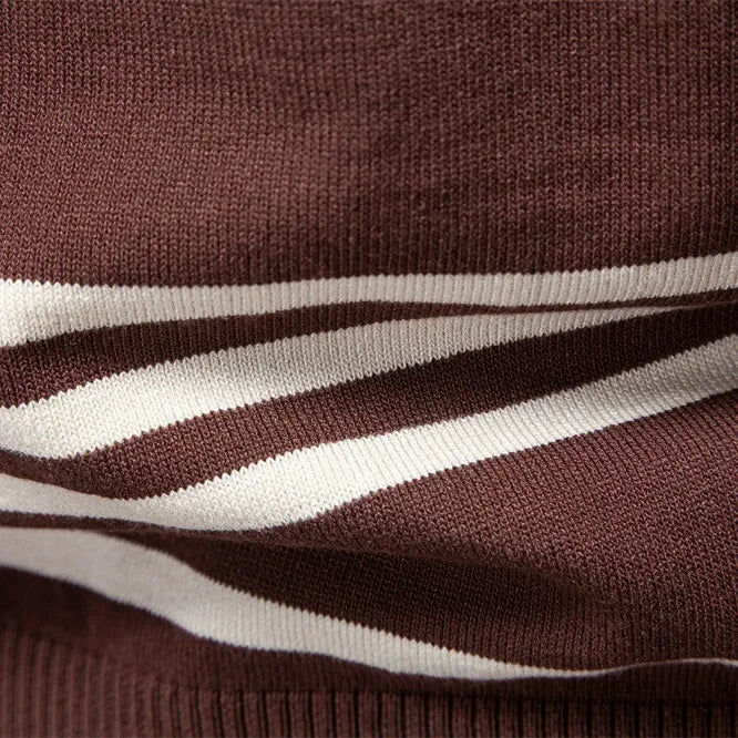 Men’s Contrast Trim Textured Knit Polo Sweater