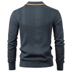 Men’s Contrast Trim Textured Knit Polo Sweater