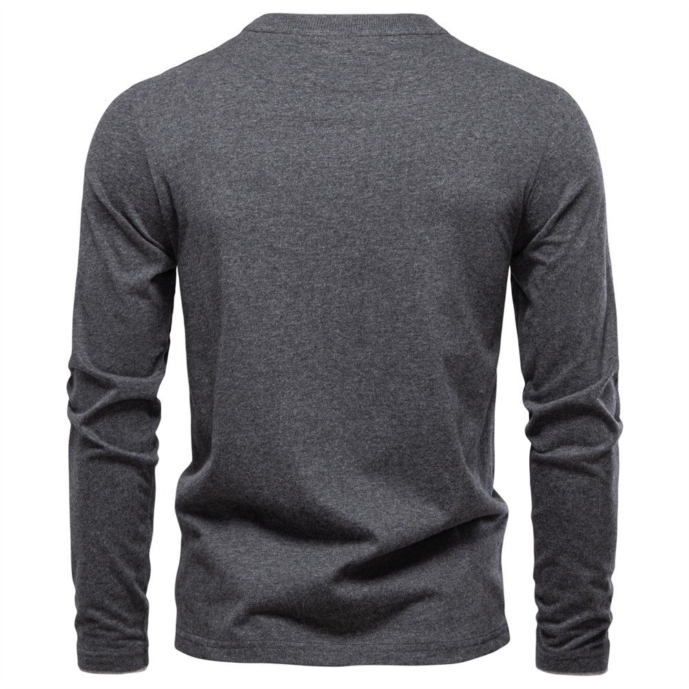 Men’s Contrast V-Neck Long Sleeve T-Shirt