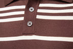 Men’s Striped Long Sleeve Knit Polo Sweater
