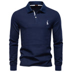 Men’s Cotton Blend Long Sleeve Polo Shirt